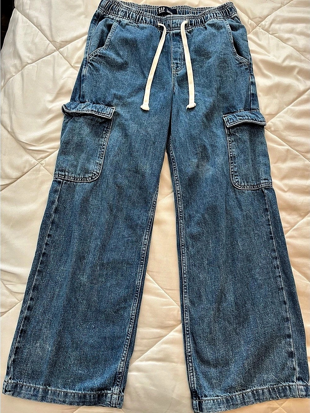 GAP High Rise Cargo Easy Jeans Wide Leg Denim Size Small